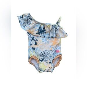 Ruffle Butts Size 12-18 Months Birds of Paradise Ruffle One Shoulder Swimsuit
